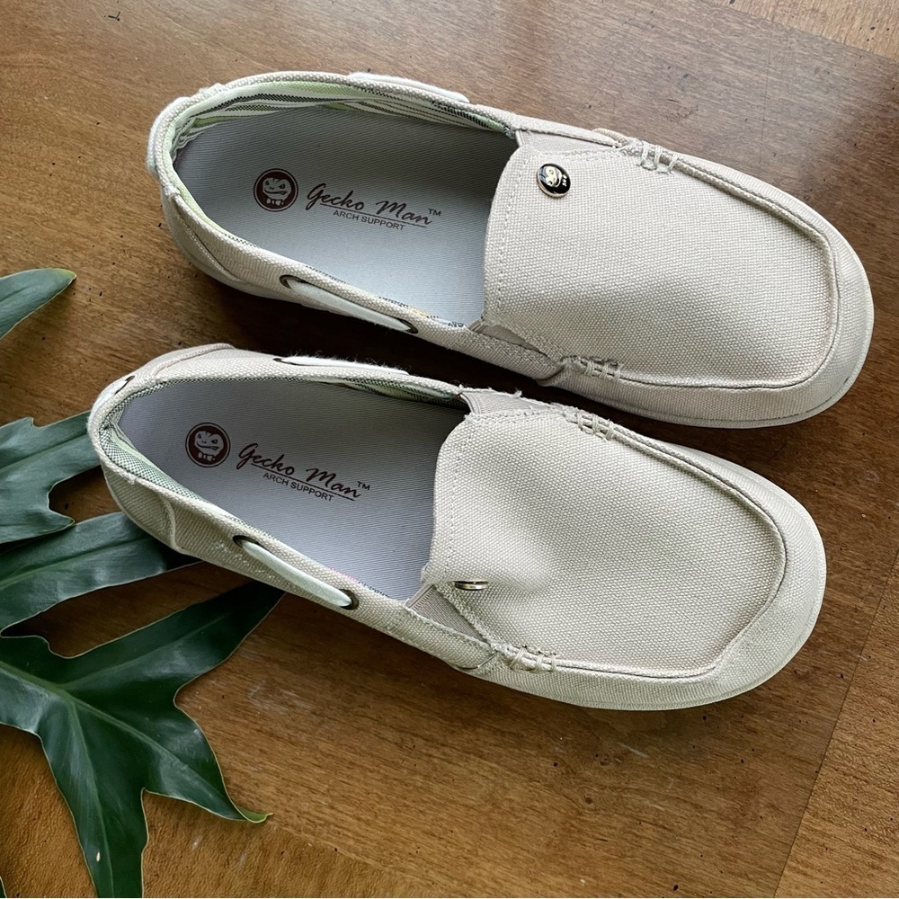 Gecko Man Women’s Canvas Loafer Comfort Shoes in Beige size 7.5 - Picture 5 of 14